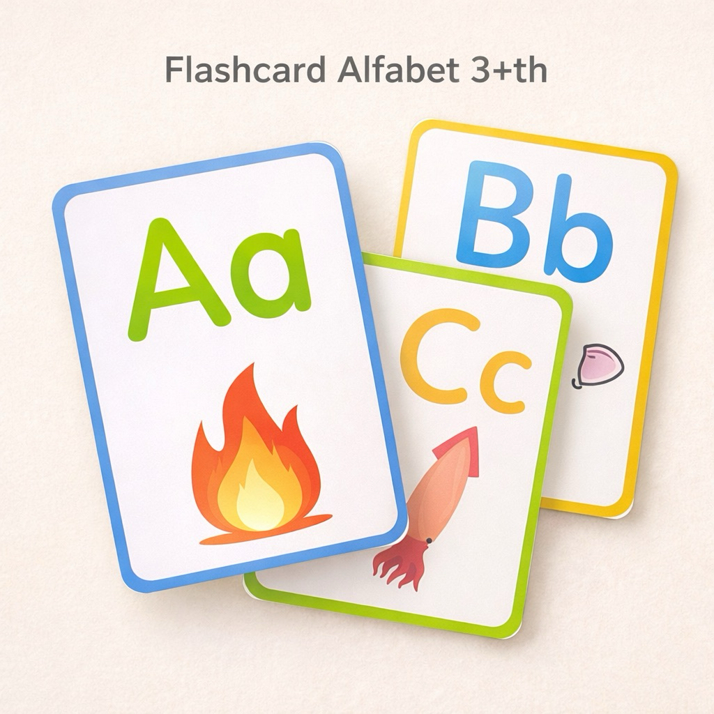 JELMA Flash Card edukasi Anak JUMBO Ukuran Besar 3 Tahun Phonic Fonik - Alfabet
