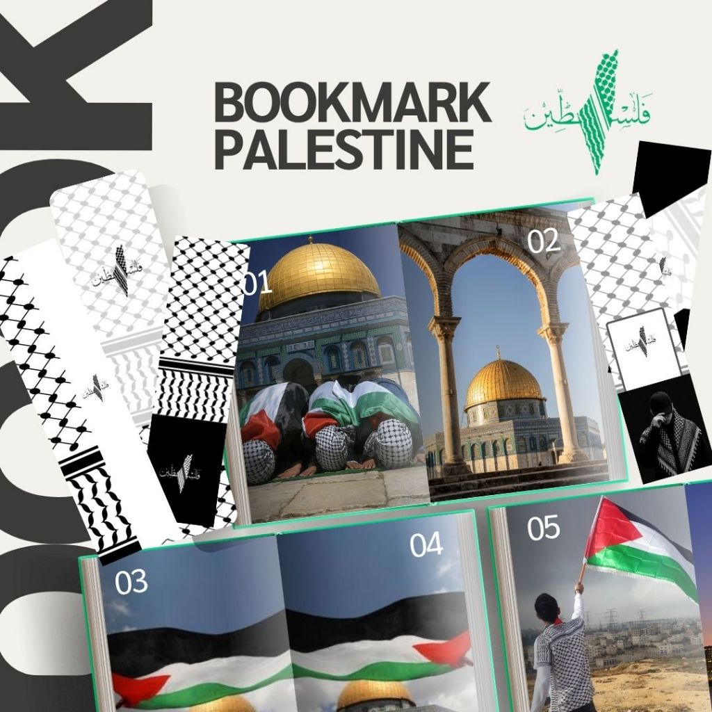 Pembatas Buku Bookmark Palestina Islami 5pcs - Penanda Kertas Glossy