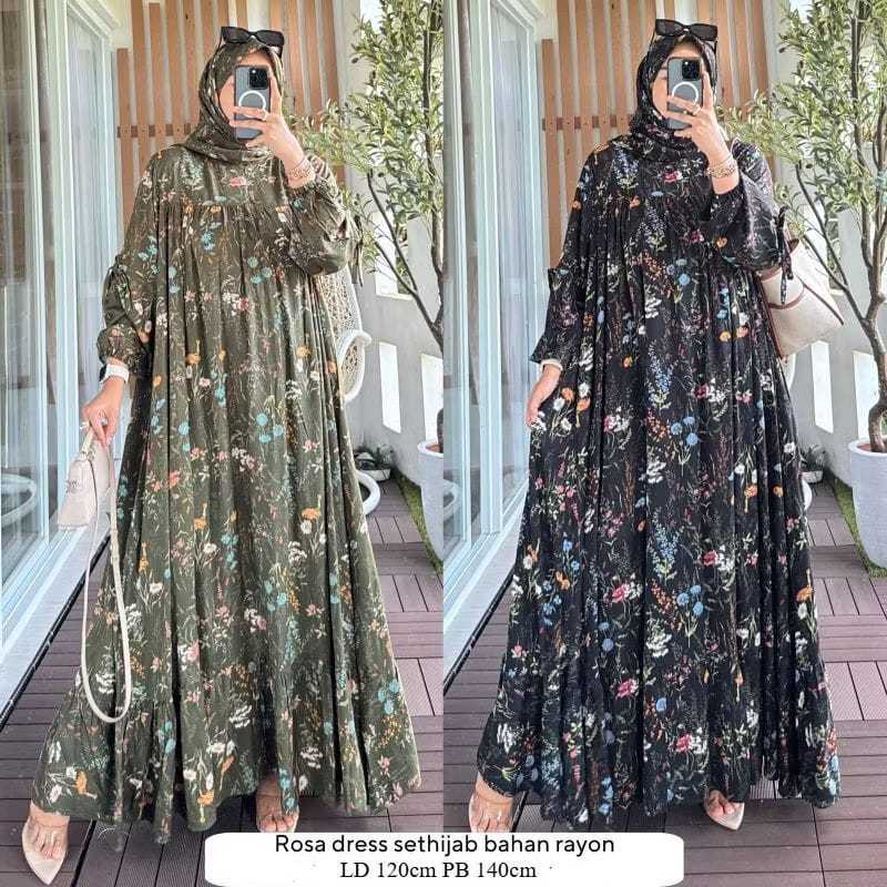 GAMIS MOTIF BUNGA BAHAN KATUN RAYON // GAMIS WANITA DEWASA JUMBO // GAMIS BUNGA TERBARU