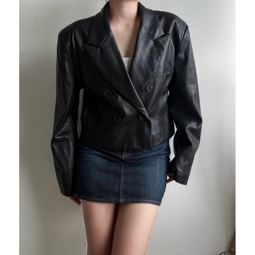 vintage leather crop jacket
