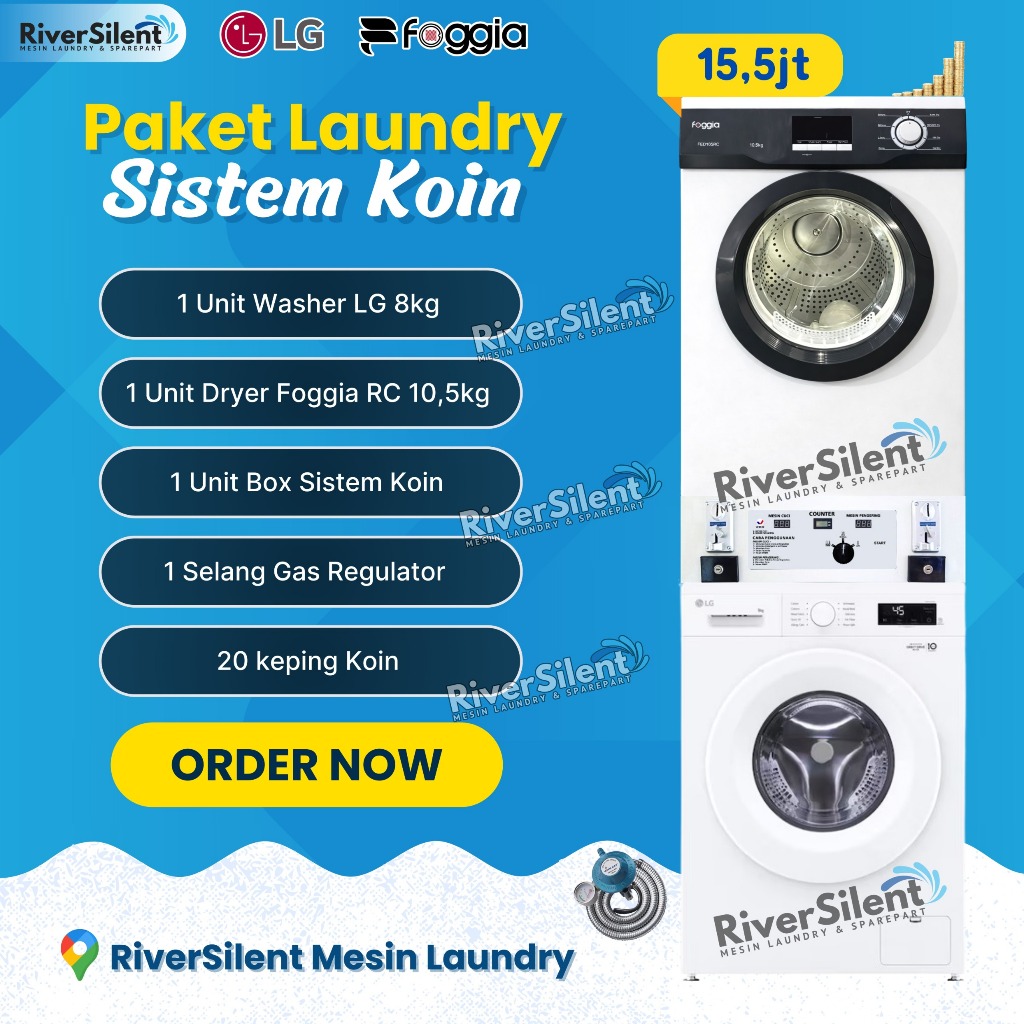 paket mesin laundry self service coin LG Foggia | usaha laundry