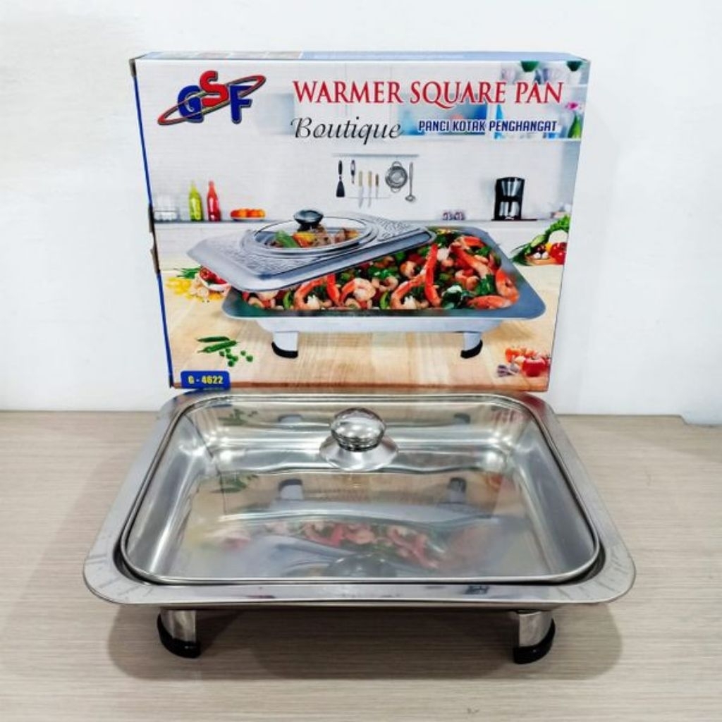 Wadah Saji Prasmanan Persegi panjang fast food kotak kaca