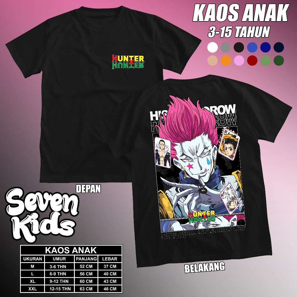 (Kaos Untuk Anak Kecil) Kaos Anime HUNTER X HUNTER Karakter Hisoka Kaos Wibu Kaos Anime