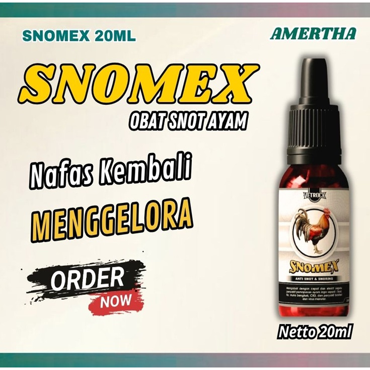 SNOMEX 20ml - Obat Ayam Ngorok Pilek,  SNOT, CRD & Snoring dan Masalah Pernapasan Ayam Lainnya