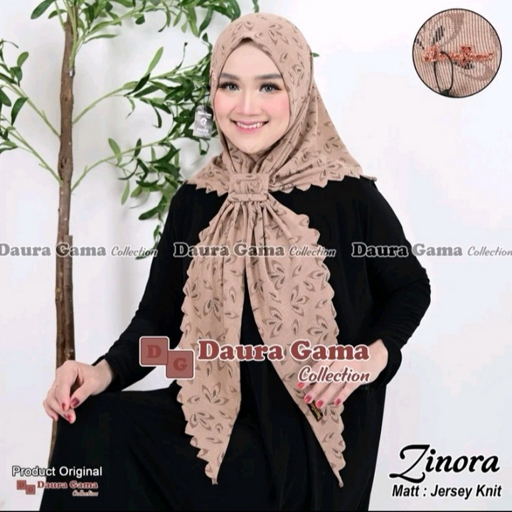 Hijab Segitiga Zinora / Hijab Instan Jersey Knit Laser Cut Variasi Gesper Cantik by Daura Gama