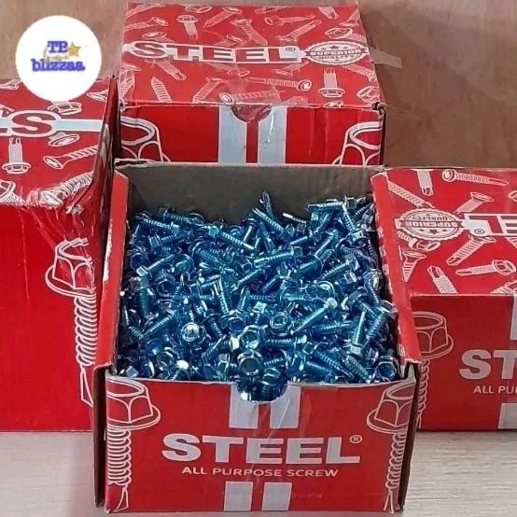 Skrup Baja Ringan 10x19 Steel Putih Baut Baja Ringan 10x19 Dus 1000 Pcs Per Dus