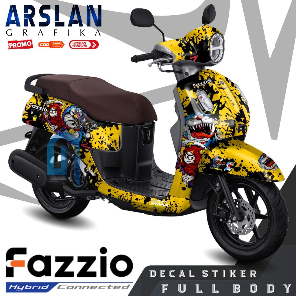 Decal FAZZIO Full Body Custom Stiker Motor FAZZIO Kalcer 2025 Set LIst Stiker Variasi Doraemon Zombi