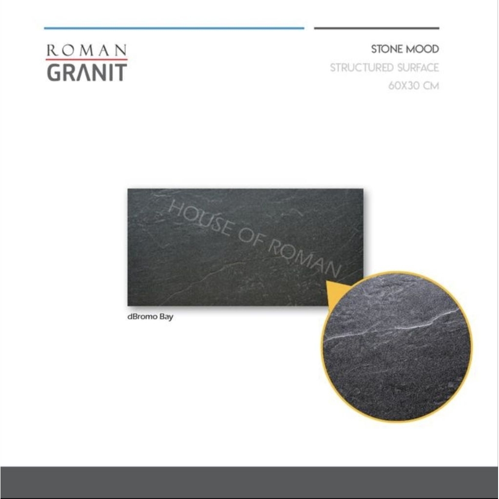 Roman Granit dBromo Bay 60x30 GT635515R/Granit 30x60 Carport Hitam/Granit Hitam Tekstur Garasi