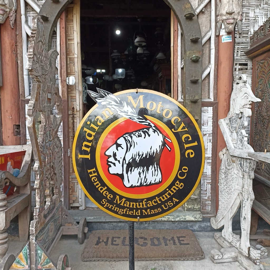 Enamel Papan Iklan Indian Motocycle Lawas Jadul Tua