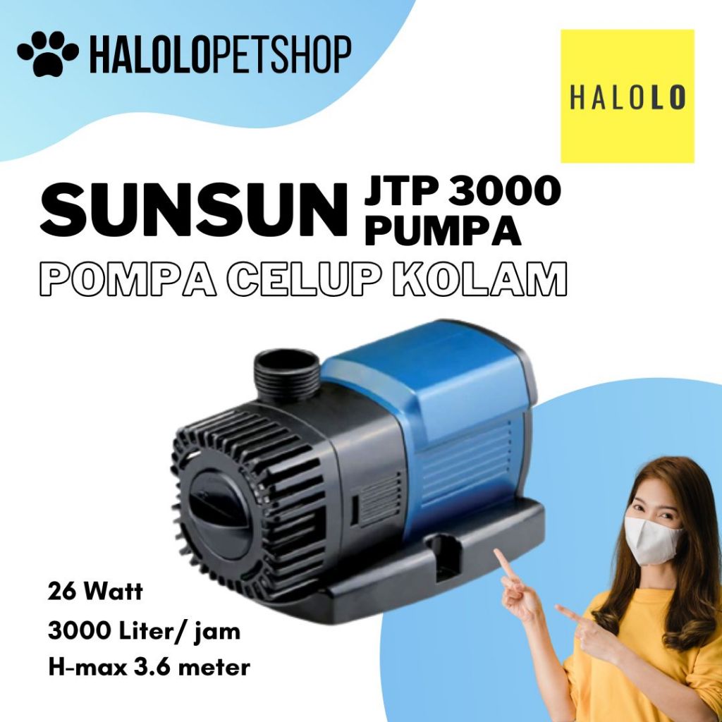 Pompa Celup Kolam Ikan SUNSUN JTP 3000 PUMPA 3000 Liter/Jam Hemat Listrik Low Watt