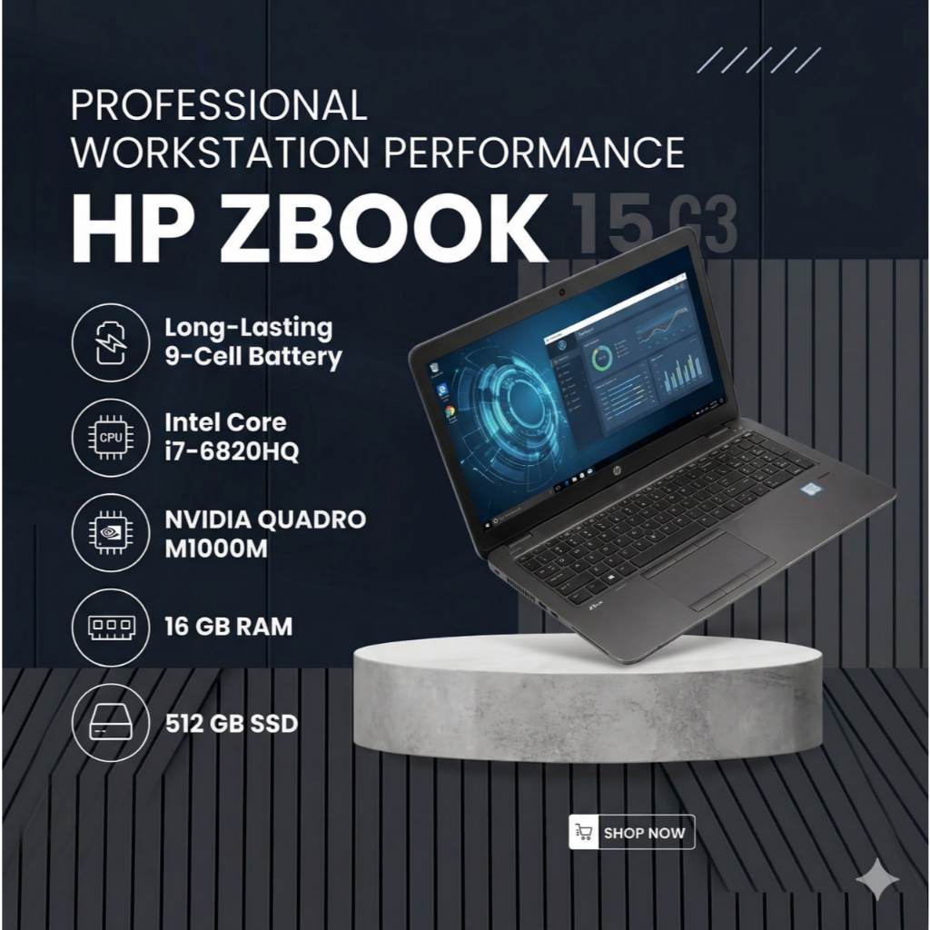 HP ZBOOK 15 G3 Intel Core i7-6820HQ NVIDIA QUADRO M1000M Ram 16Gb Ssd 512Gb