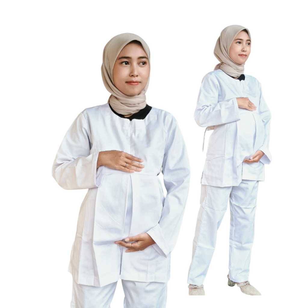 Baju Ok Bumil Lengan Panjang Putih Bersih American Drill