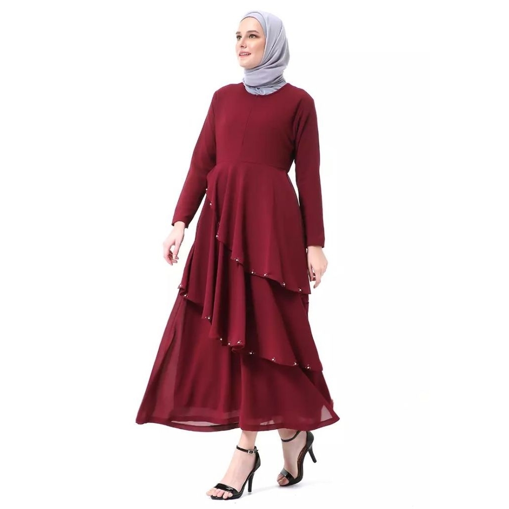 Gamis simple motif polos terbaru remaja muslimah