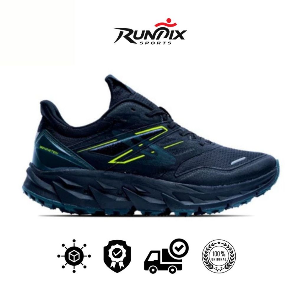 910 Nineten YUZA EVO Sepatu Trail / Hiking - HITAM/HIJAU TUA/JINGGA