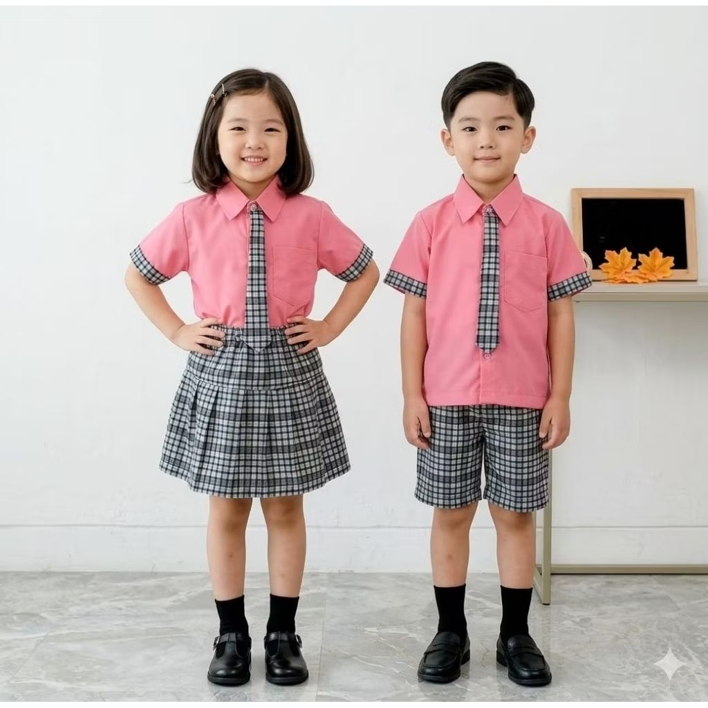 seragam nobita dusty pink/seragam tk terbaru/seragam anak tk/seragam anak paud/seragam sekolah tk/se