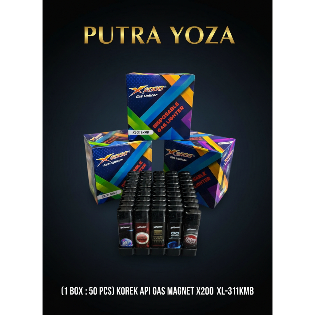(1 BOX ISI 50 PCS) KOREK API X2000 XL-311KMB KOREK API GAS MAGNET / DISPOSABLE GAS LIGHTER X2000