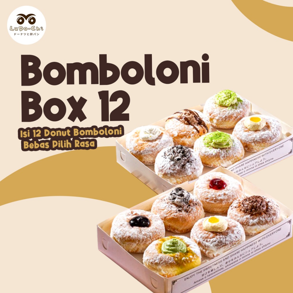 Paket Bomboloni Box 12 (12 Donut Bomboloni) Bebas Pilih Rasa Donut