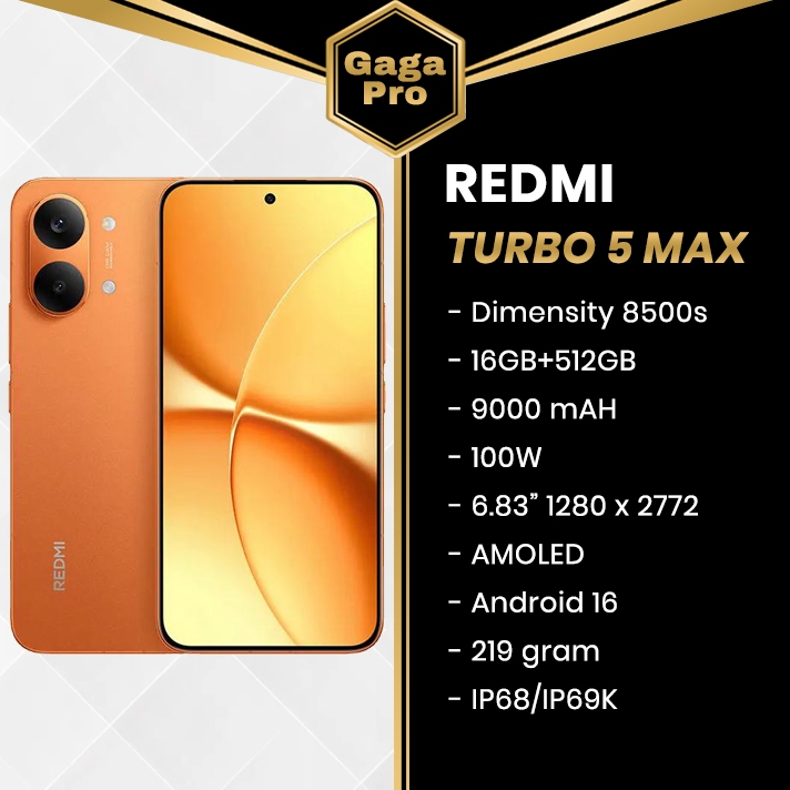 Redmi Turbo 5 Max 5G 16GB+512GB 9000mAh 6.83 inch Dimensity 8500s Android 16