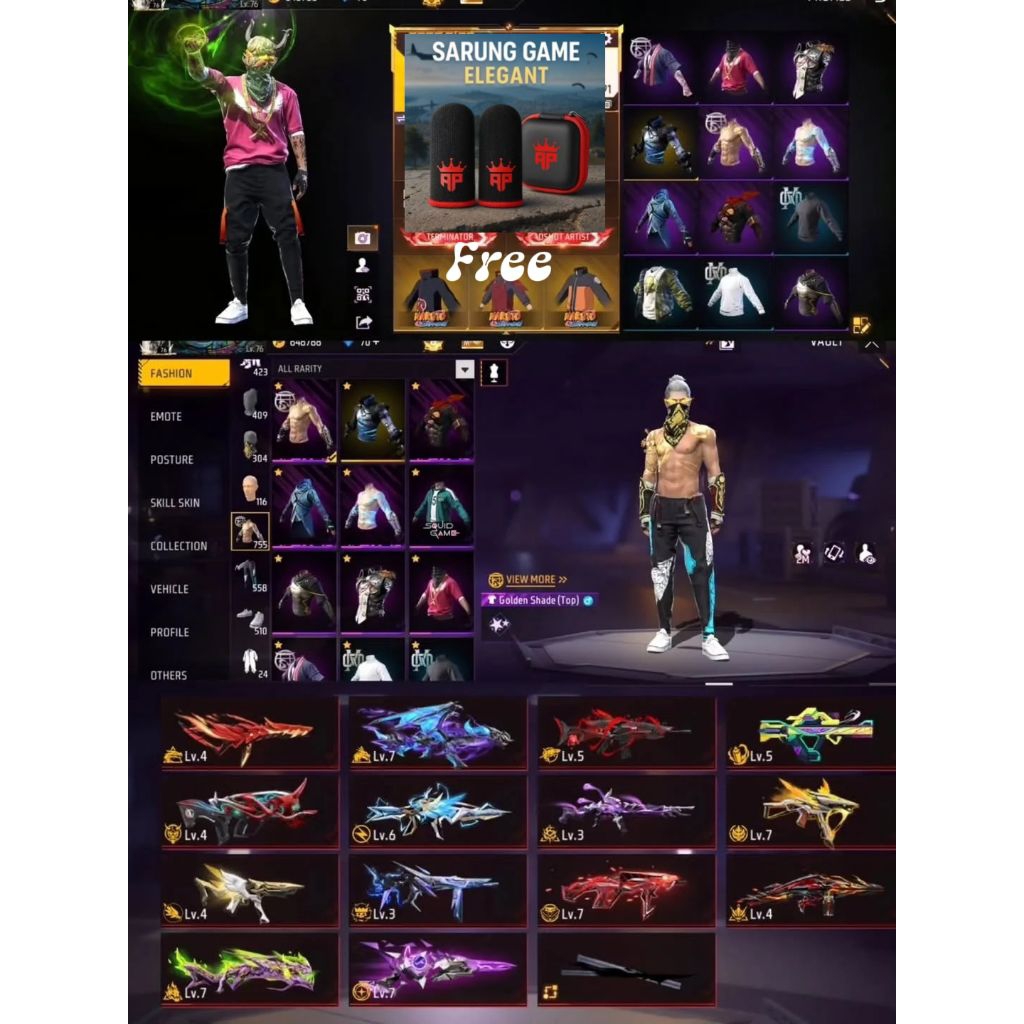 promo  akun ff sultan dan termurah free sarung tangan ap king stok terbatas seasond old