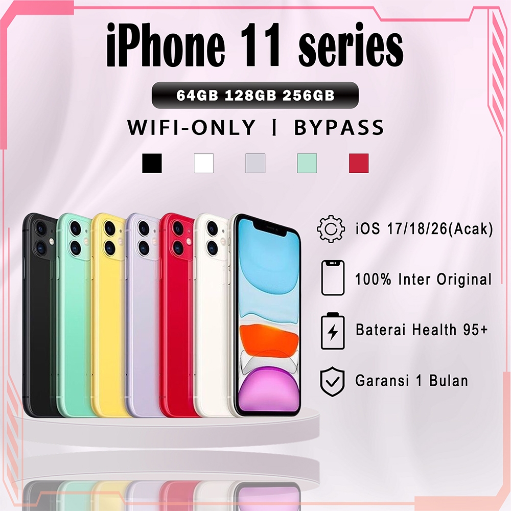 iPhone 11 Bekas 64/128/256GB WIFI-ONLY/Simloc, HandPhone Second Inter 1 BULAN GARANSI