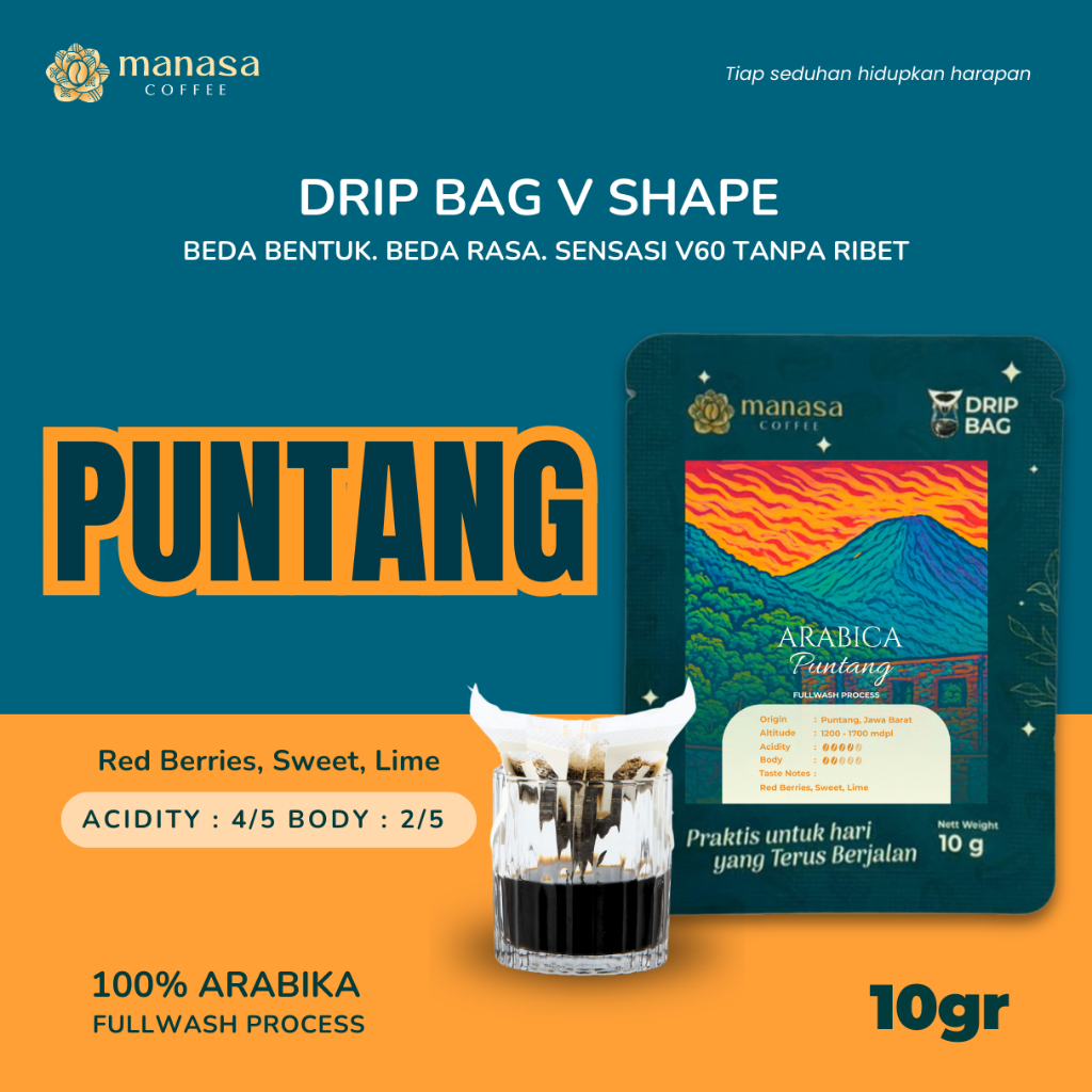 Drip Bag Coffee V Shape Arabika Puntang Manasa Coffee Kopi Drip Bag Sachet V60 Kopi Filter
