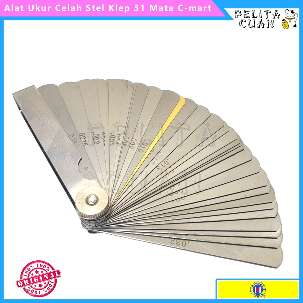 Alat Ukur Celah Stel Klep 31 Mata C-mart Taiwan Feeler Gauge