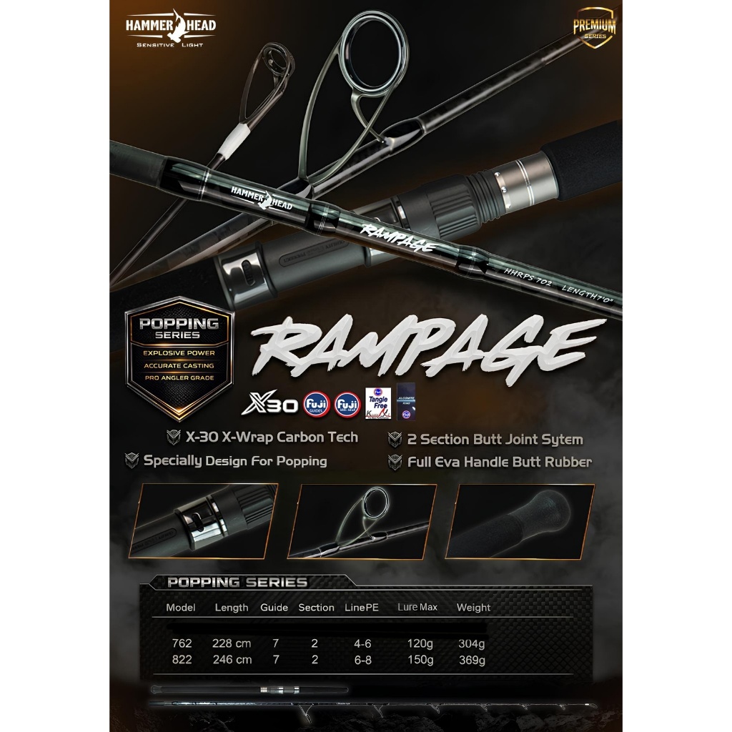 Joran Popping Hammerhead Rampage Carbon Hollow Fuji