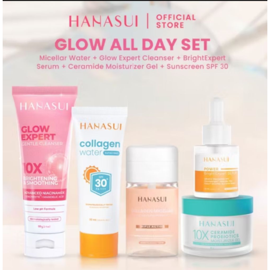 PAKET LENGKAP SKINCARE HANASUI 5 ITEM SET