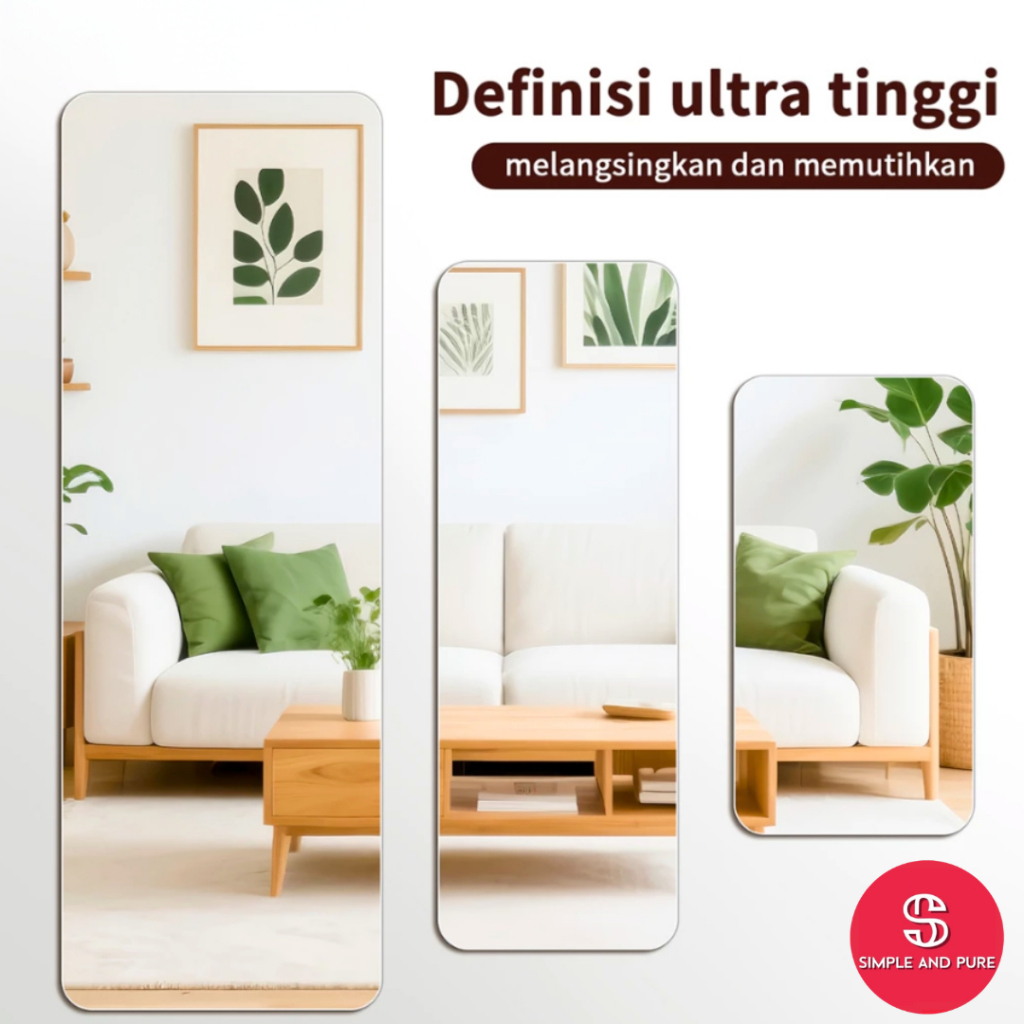 Simple & Pure - CERMIN Acrylic Aesthetik Fullbody Anti Pecah Minimalis Cermin Kaca Estetik Sticker T