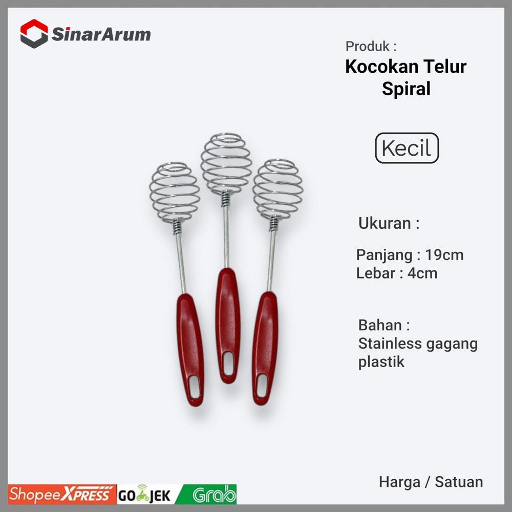 Whisk Alat Kocokan Telur Gagang Merah / Kocokan Telur Adonan Kue Hand Mixer Manual Spiral Kecil