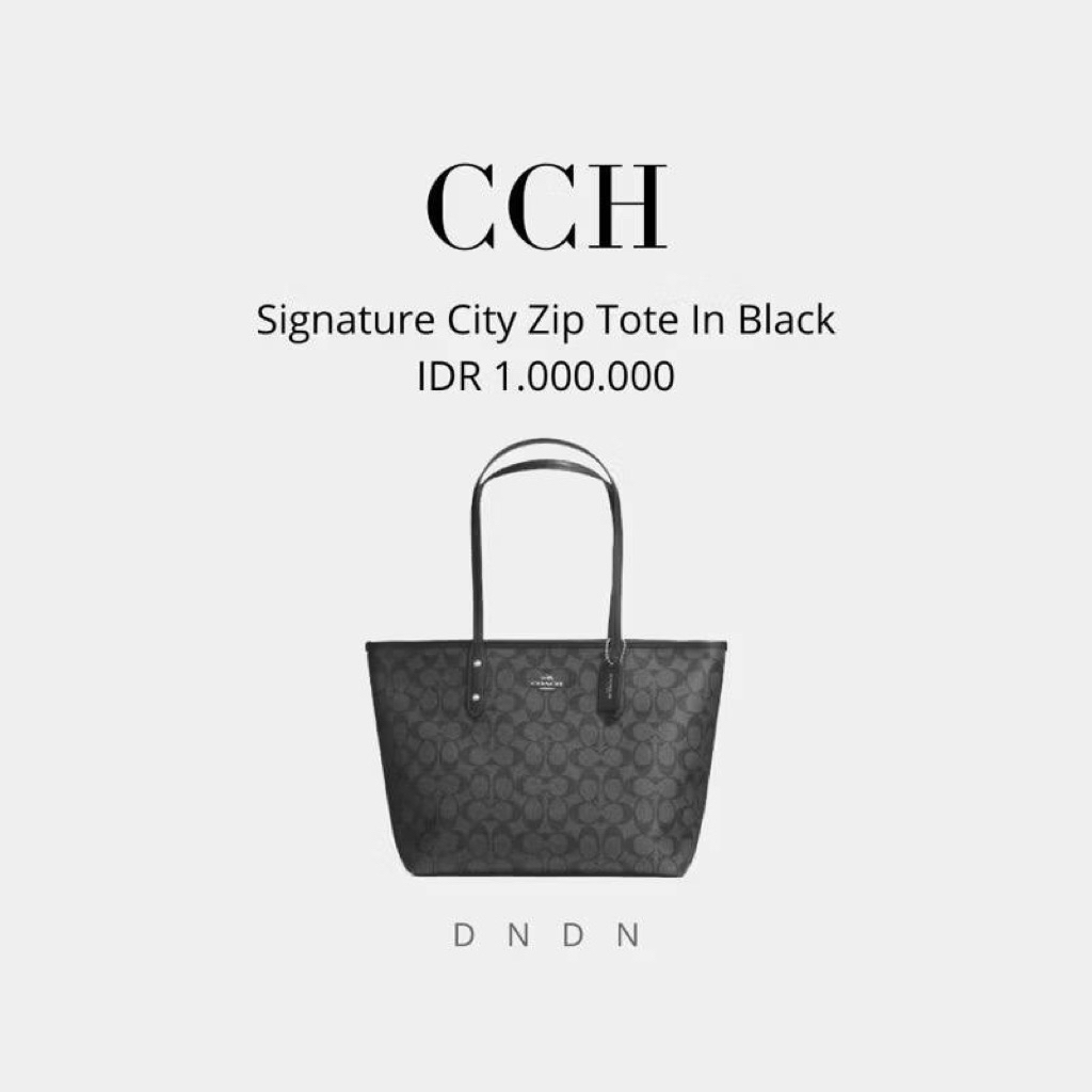 Signature City Zip Tote In Black