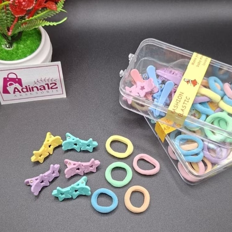 Set Ikat Rambut Jepitan Rambut Anak Perempuan Mix Pastel Warna warni