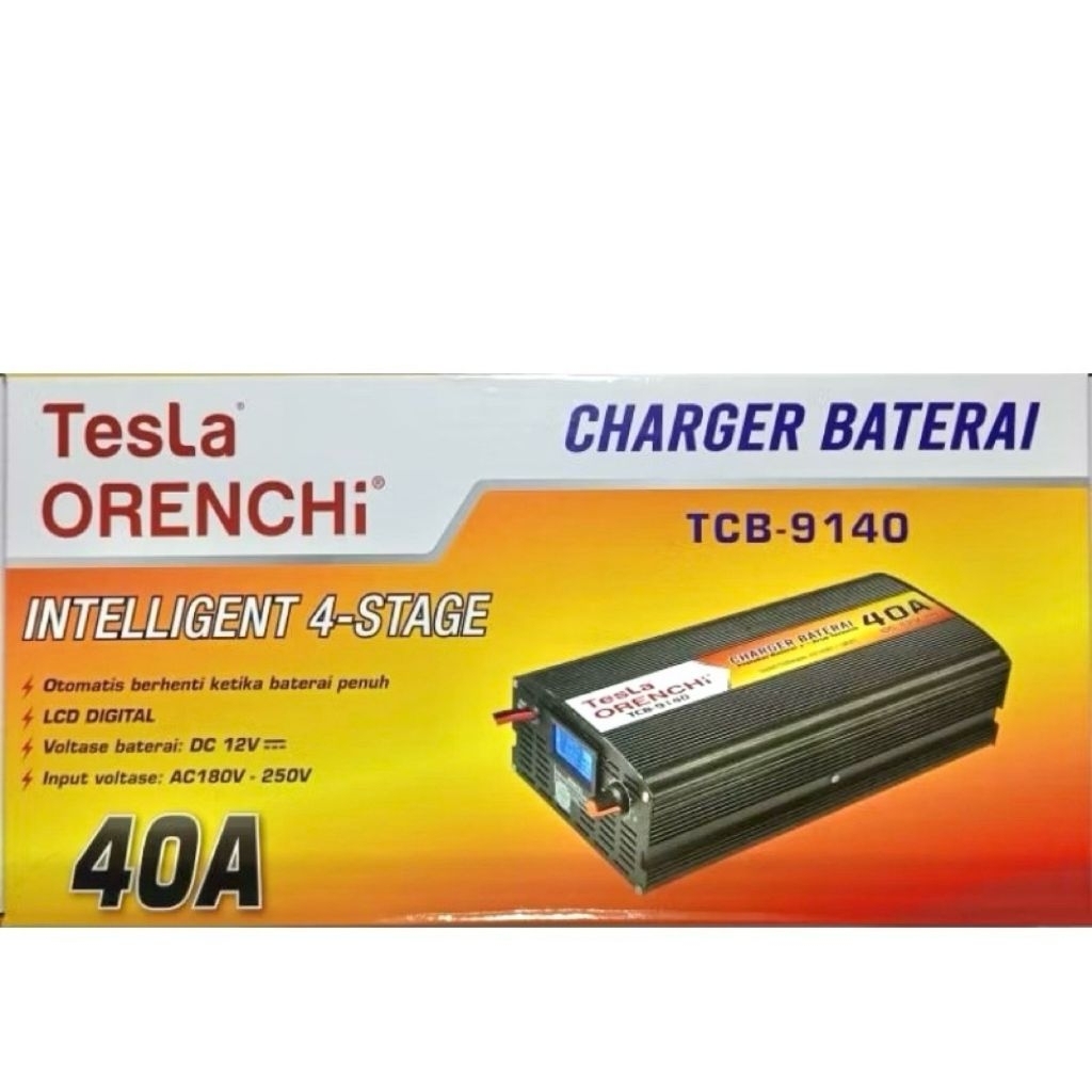 CHARGER/CAS AKI TESLA 40A 12v CHARGER AKI OTOMATIS MOTOR MOBIL TCB 9120