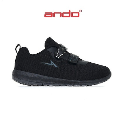 Ando Arlyn Sepatu Sneakers Anak 33-36 Sneaker Sekolah Perekat Magnet Hitam Polos