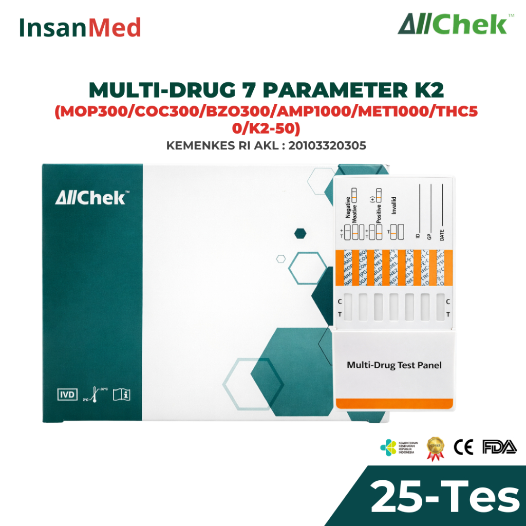 Allchek Tes Narkoba 7 Parameter K2 – Drug Test Urine Isi 25