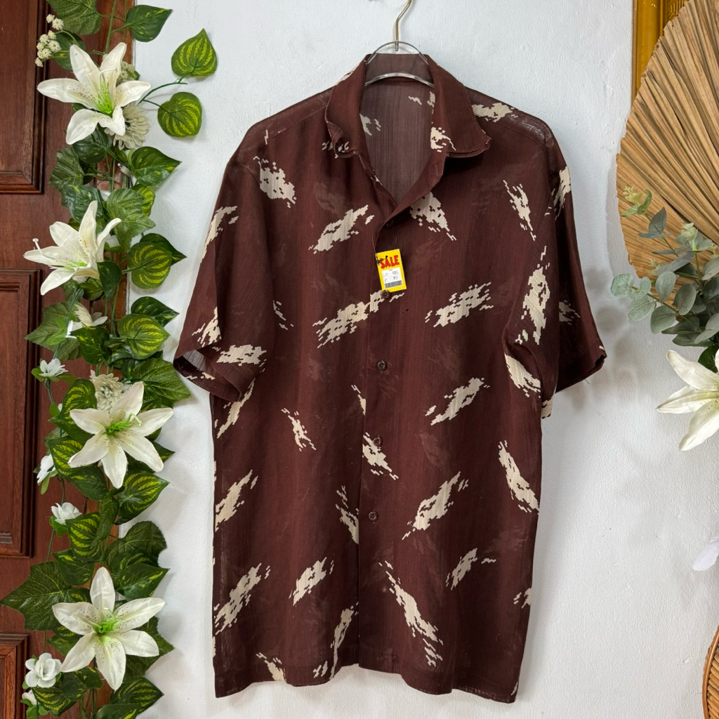 Kemeja outer Chiffon coklat tua