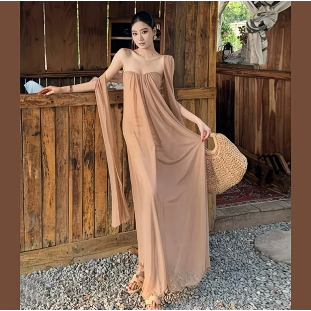themood.Label | atasan baju Long dress wanita kekinian style korea dres pesta dres pantai