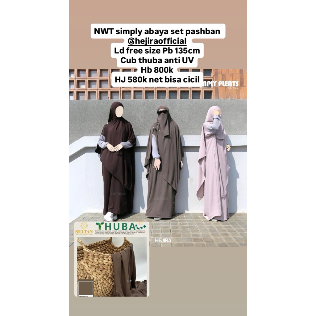 NWT Simply abaya set pashban bg Hejira official cub thuba anti UV