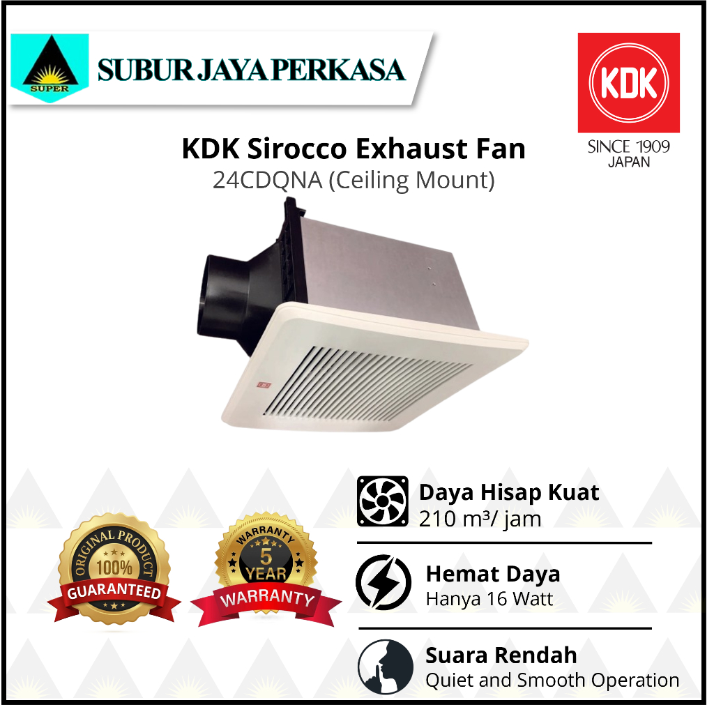 KDK 24CDQNA Exhaust Fan Plafon Ceiling Sirocco Ducting