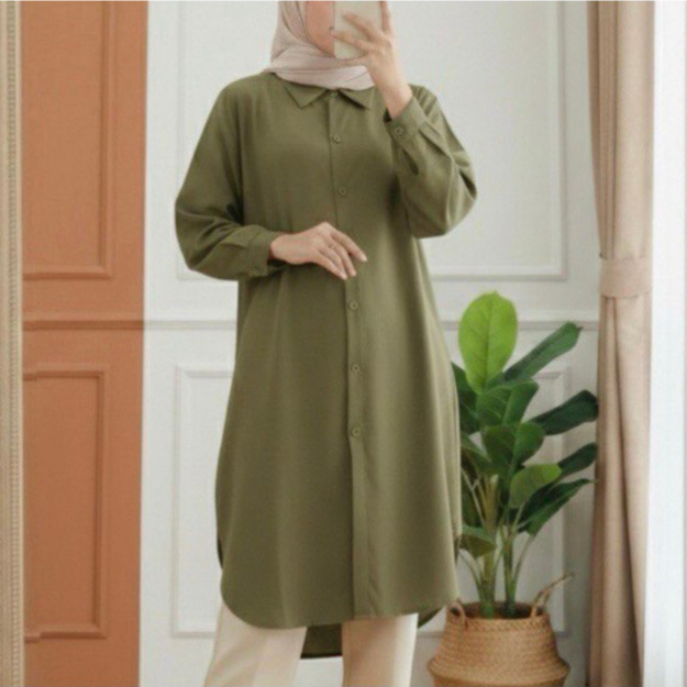 Tunik Wanita Rayon Twil Polos Ukuran Jumbo XXXL LD 125cm