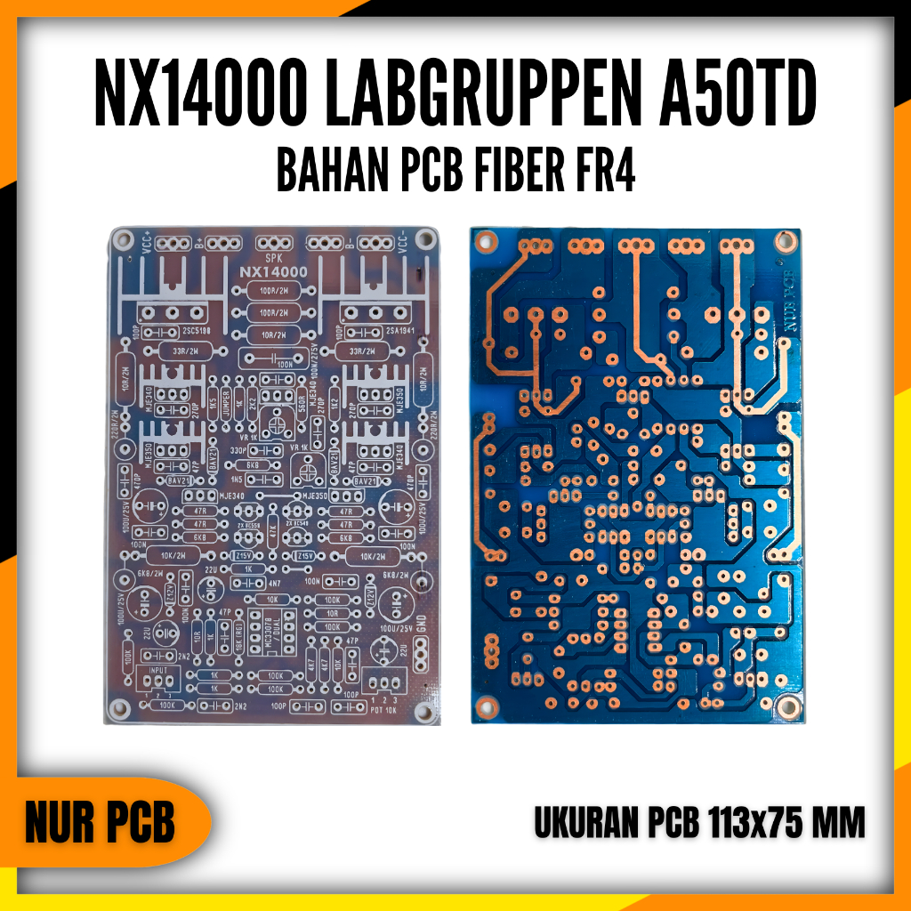 PCB Driver Power Amplifier NX14000 A50TD Mono 32-90VAC Fiber FR4 11.3x7.5cm PA-025