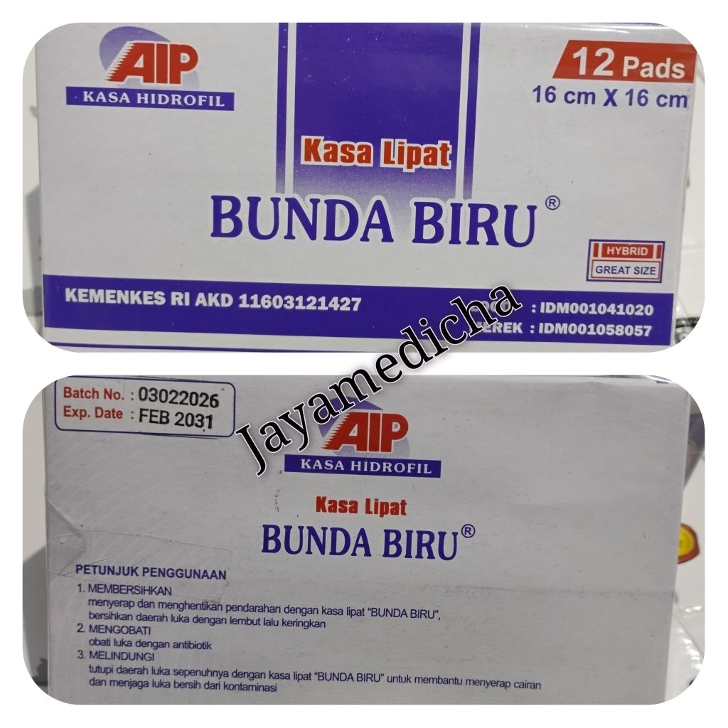 Kasa Lipat Steril Bunda Biru 16x16 cm isi 12 pcs