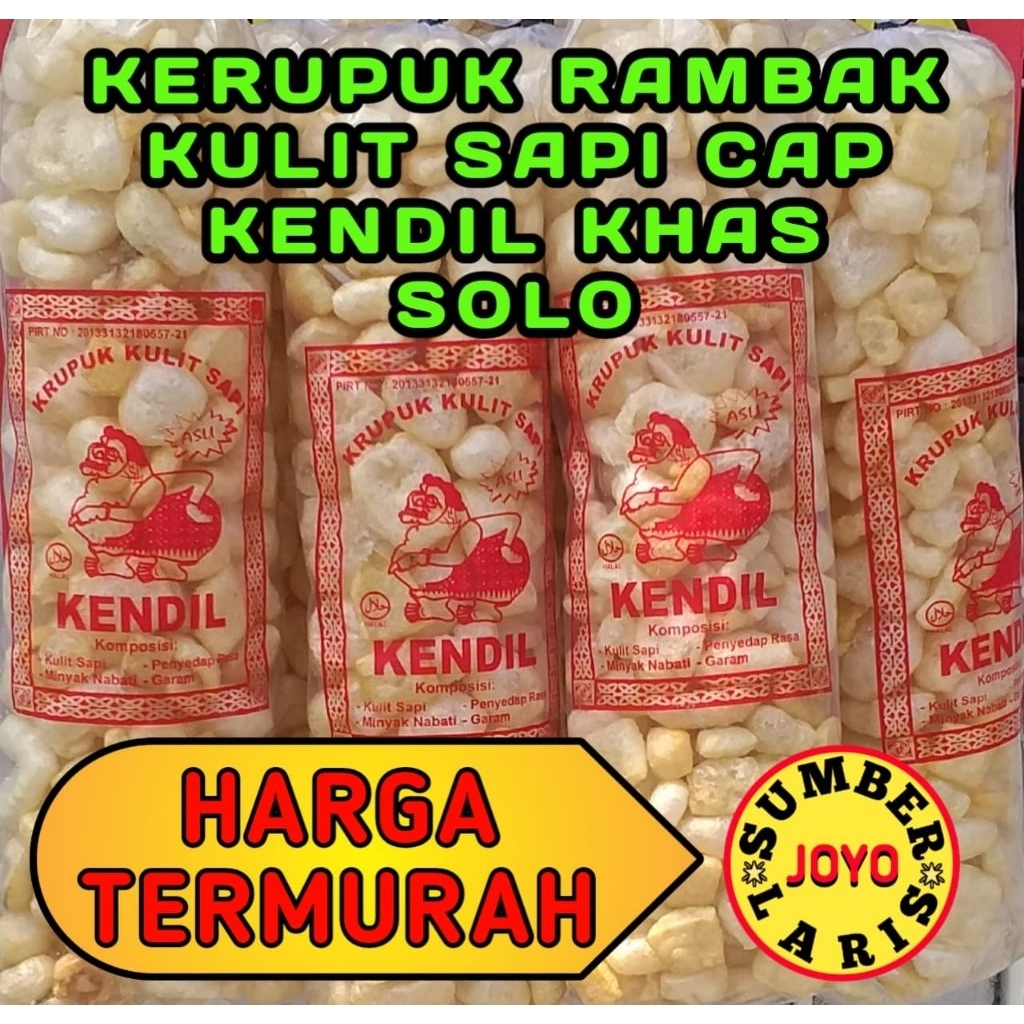 TERMURAH, INSTANT, GRATIS ONGKIR, AGEN KERUPUK RAMBAK KULIT SAPI CAP KENDIL KHAS SOLO