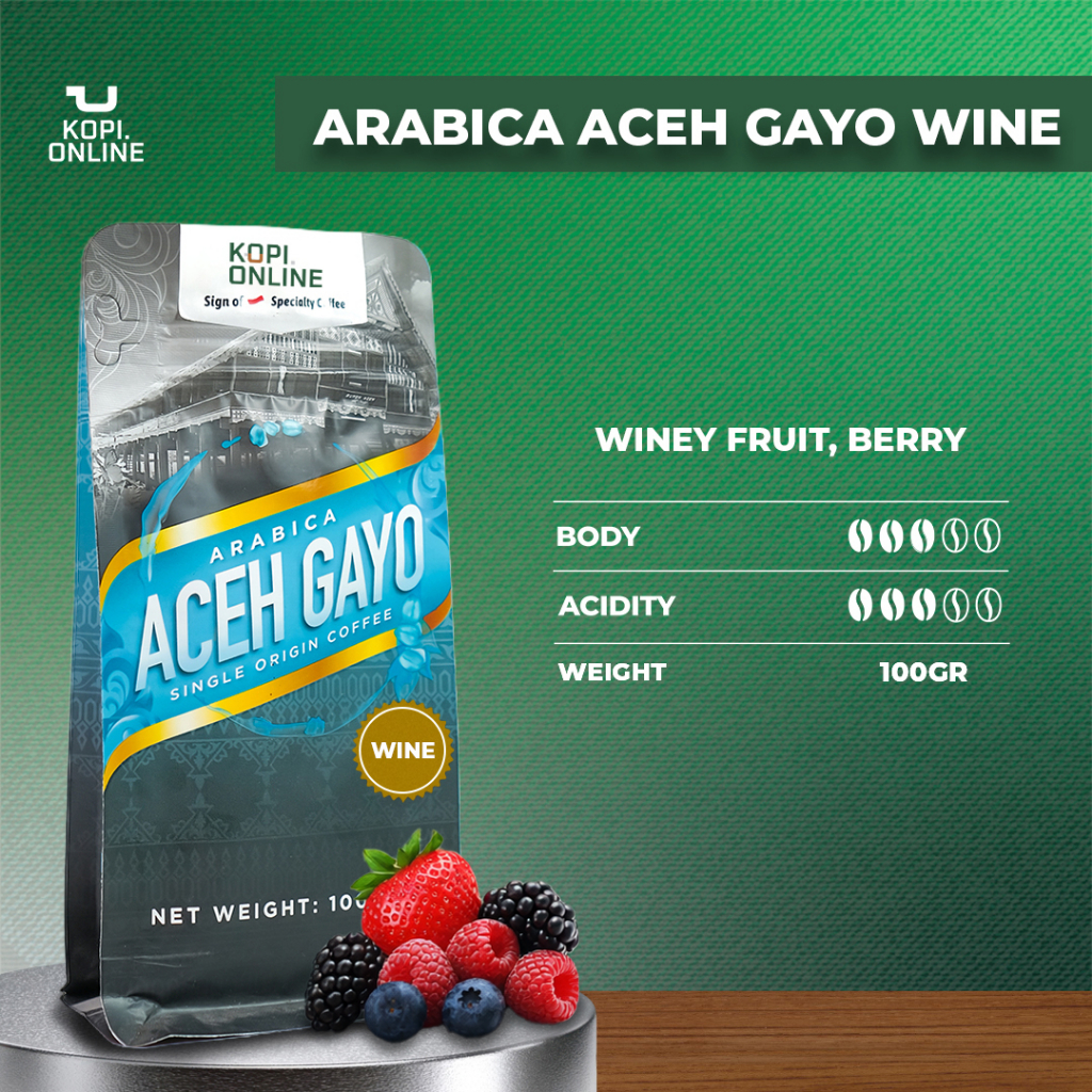 Kopi Aceh Gayo Arabika Wine - Gilingan Biji, Rasa Anggur