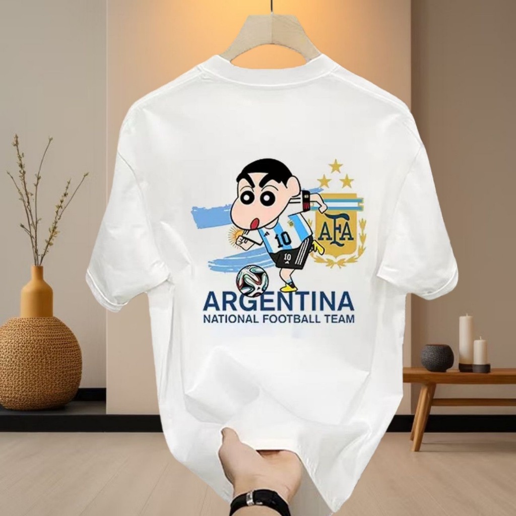 Nusa Stamp|baju kaos pria Kaos Pria Wanita Shinchan Argentina Bola 100% Cotton Premium Kaos Pria Ani