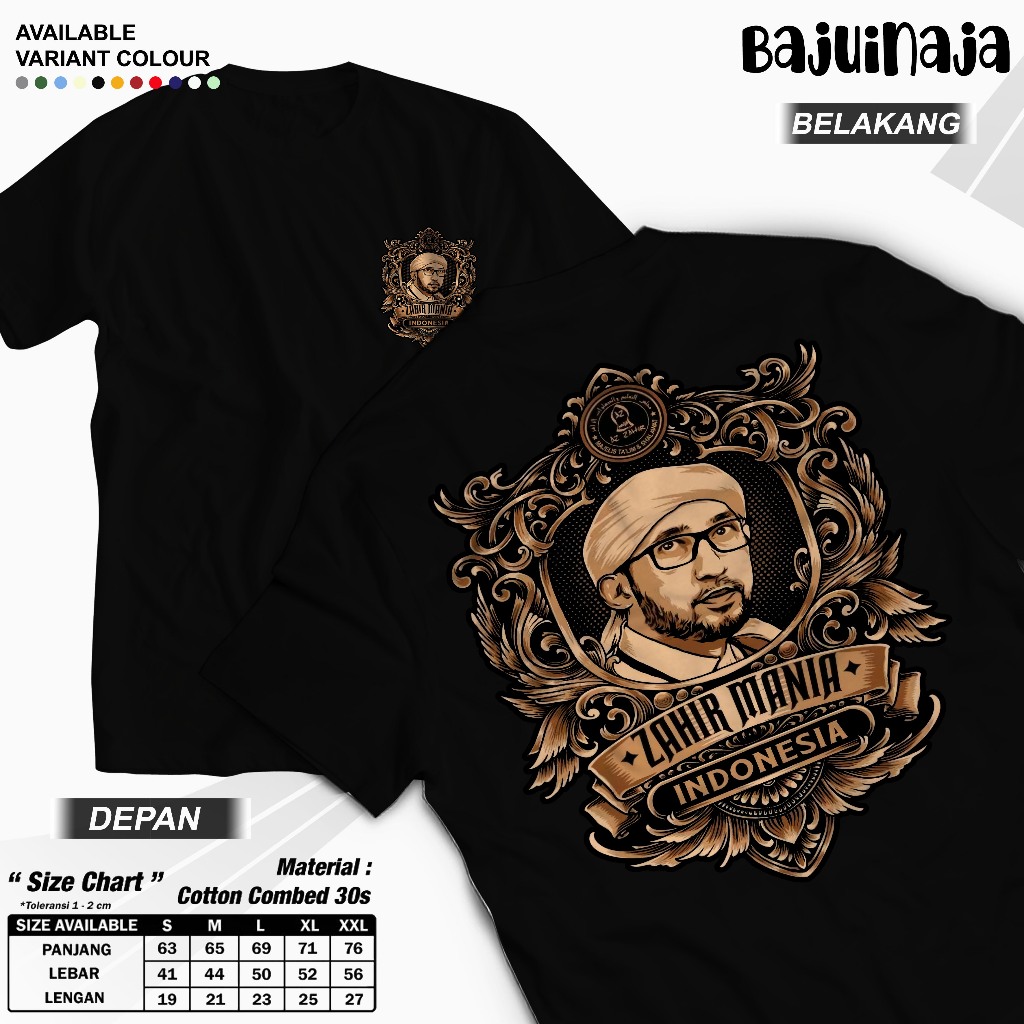 Kaos Distro Pria AZ ZAHIR MANIA Premium T-shirt Majelis kaos Dakwah Islami bahan Premium Terbaru - B