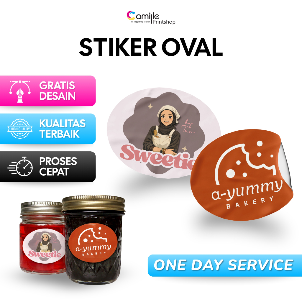 Cetak Stiker Label Oval Custom Kemasan Toples Makanan Minuman Free Desain