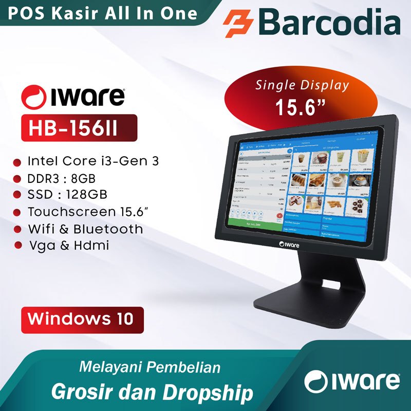 Barcodia Mesin Kasir Iware HB-156ii PC POS All in One Core i3 8/128Gb Windows
