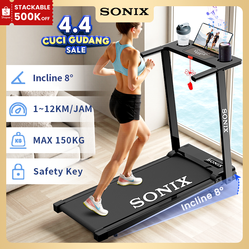 Sonix Incline Listrik Treadmill STR02 Dapat Dilipat Running Pad Max 150kg 8°Alat Olahraga Home Fitne