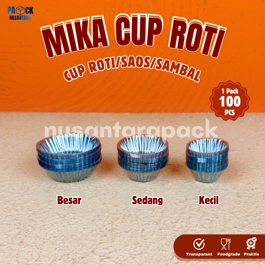 Mika Tray Saos Sambal Bulat Ganda Cup Roti Kecil Sedang Besar Bening Transparan Foodgrade